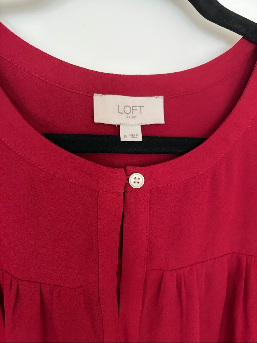 LOFT Sleeveless Ruffle Keyhole Shell Top - Red - Picture 3 of 4